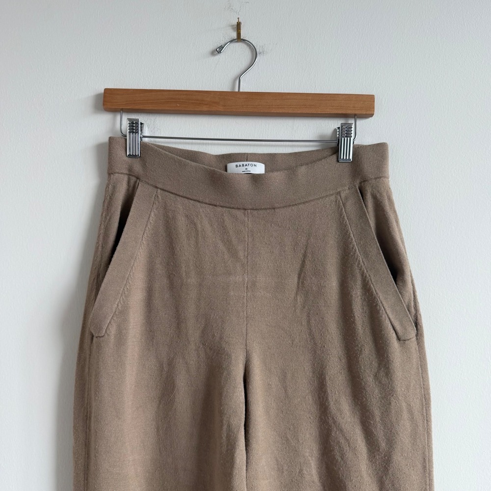 Aritzia Babaton Sweater‎ Knit Jogger Pant Size Medium in Tan - Picture 3 of 11